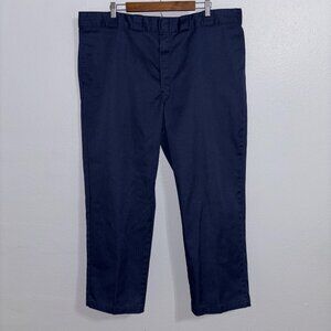 Dickies 874 Work Pants Men's 46X30 Blue Chino Flat Front Solid Workwear
